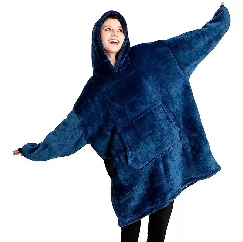 Polerón Manta Polar con Capucha | Felpa + Forro Polar | 4 Colores | Talla Única XL