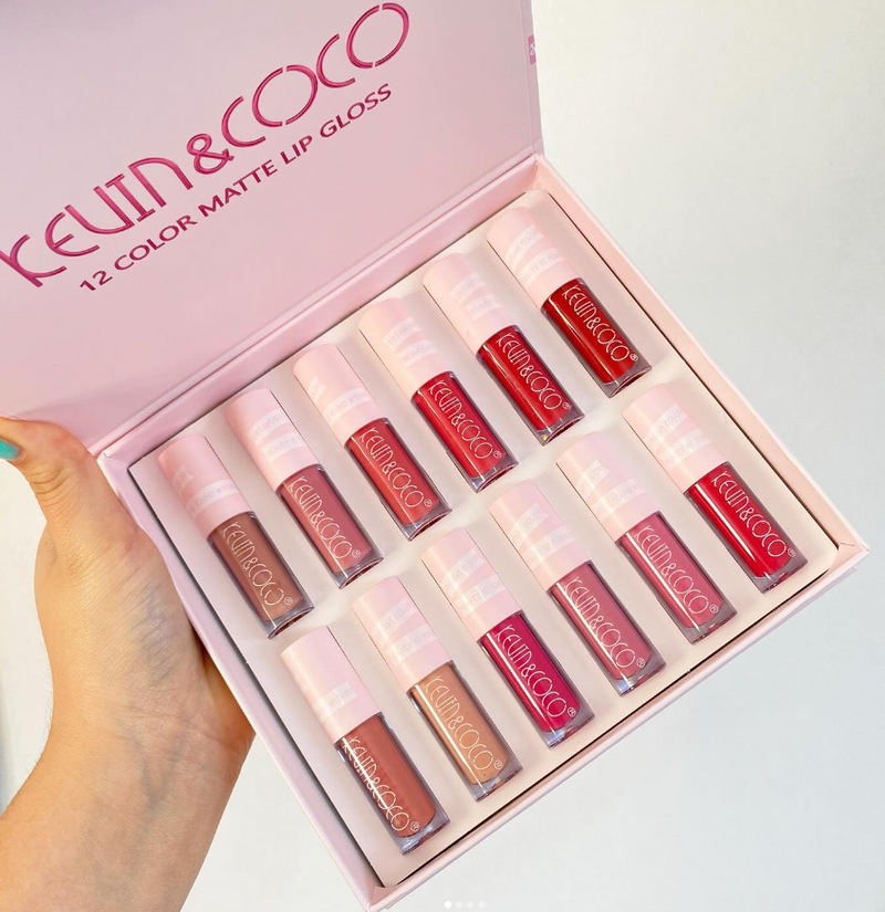 Set 12 Labiales Matte Lip Gloss Kevin & Coco | Cruelty Free | Larga Duración