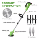 Podadora Cortadora de Césped Inalámbrica 98V + 2 Baterías | Motor Sin Escobillas | Mango Telescópico 80cm