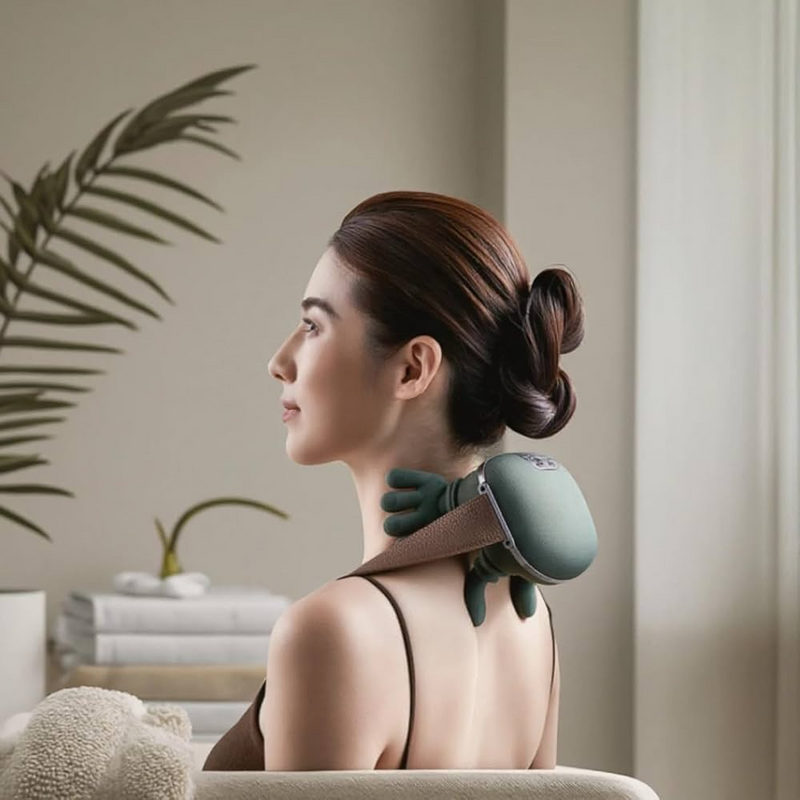 Masajeador de Cuello con Manos Simuladas | Amasado Profundo | Recargable | Verde