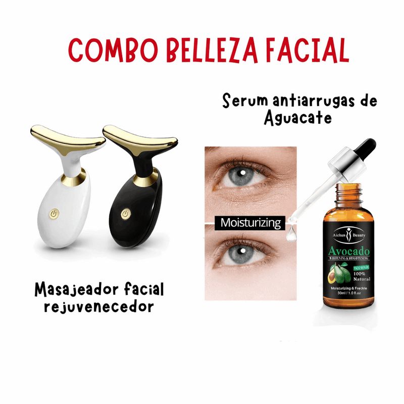 Belleza Combo Belleza Facial - Masajeador Rejuvenecedor + Serum Antiedad de Aguacate de Tendeli- Ecuador en