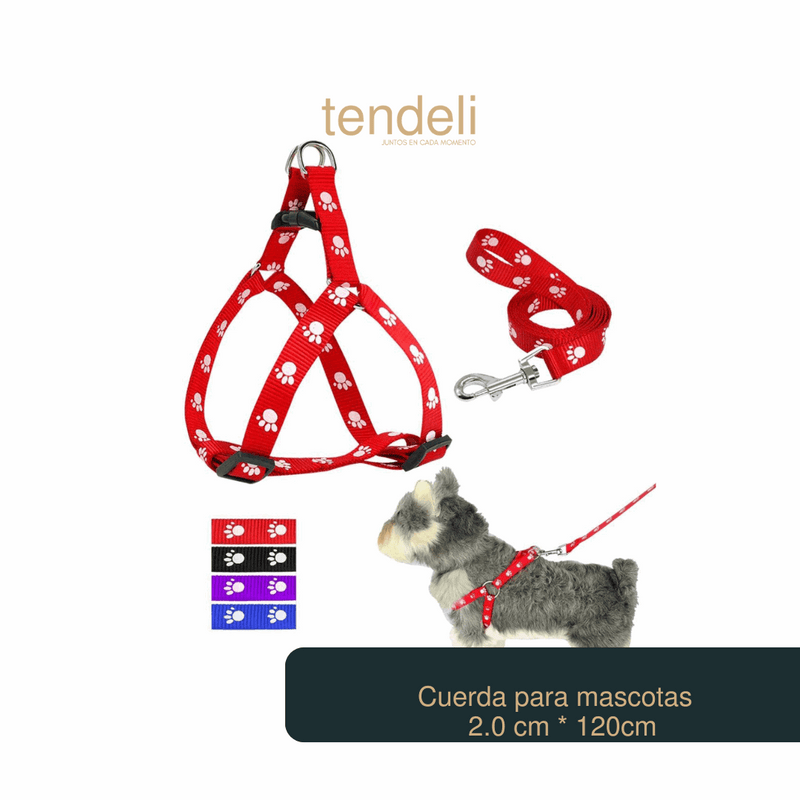 Mascotas Arnés + Correa Antitirones – 2.0 cm * 120cm de Tendeli- Ecuador en
